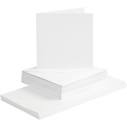 [CR23115] Kaarten en enveloppen, wit, afmeting kaart 15x15 cm, afmeting envelop 16x16 cm, 50 set/ 1 doos
