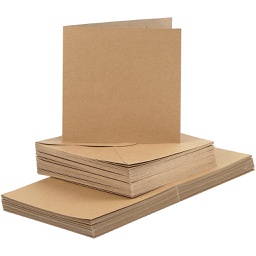 [CR23117] Kaarten en enveloppen, naturel, afmeting kaart 15x15 cm, afmeting envelop 16x16 cm, 50 set/ 1 doos
