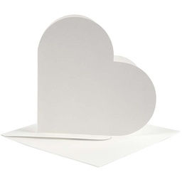[CR23760] Hartvormige Kaarten, off-white, afmeting kaart 12,5x12,5 cm, afmeting envelop 13,5x13,5 cm, 10 set/ 1 doos