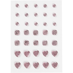 [CR24374] Strasstenen, roze, afm 6+8+10 mm, 35 stuks