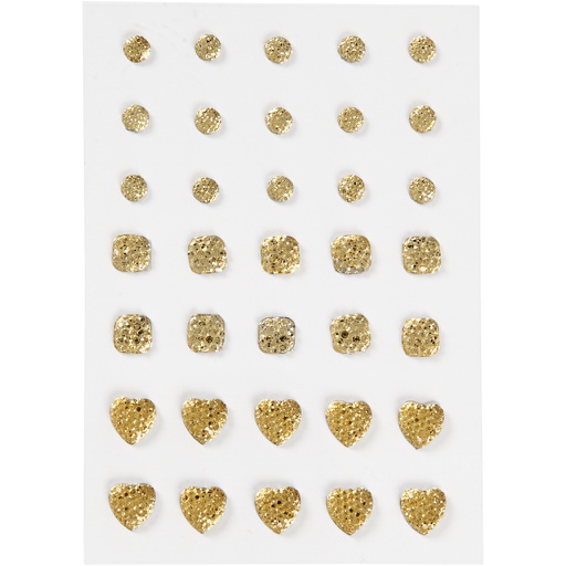 [CR24378] Strasstenen, goud, afm 6+8+10 mm, 35 stuks