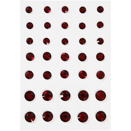 [CR24384] Strasstenen, rood, afm 6+8+10 mm, 35 stuks