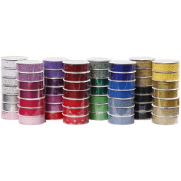 [CR24614] Lace tape set, b: 15 mm, 56x3 m, diverse kleuren