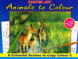 [WF1020#01] Kleurboek 30X23cm, 8 in te kleuren prenten, "Forest Animals"