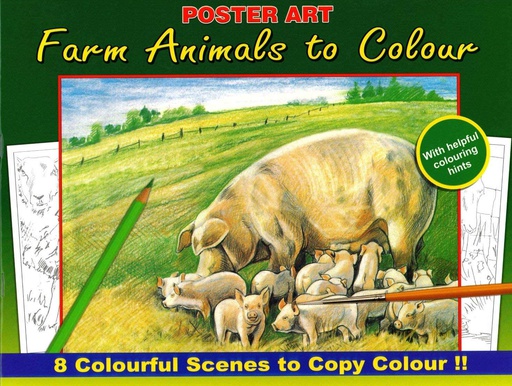 [WF1020#02] Album à colorier 30X23cm,8 tirages colorés, Farm Animals