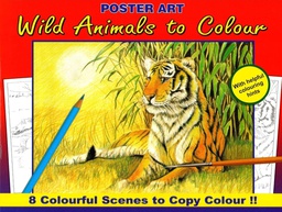 [WF1020#03] Kleurboek 30X23cm, 8 in te kleuren prenten, "Wild Animals"