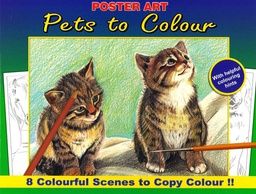 [WF1020#05] Kleurboek 30X23cm, 8 in te kleuren prenten, "Pets"