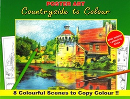 [WF1020#09] Kleurboek 30X23cm, 8 in te kleuren prenten, "Countryside"
