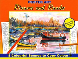[WF1020#10] Kleurboek 30X23cm, 8 in te kleuren prenten,"Rivers and Reeds "