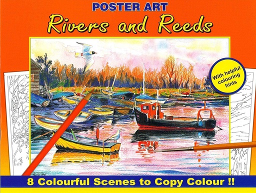 [WF1020#10] Kleurboek 30x23 cm, 8 in te kleuren prenten,"Rivers and Reeds "
