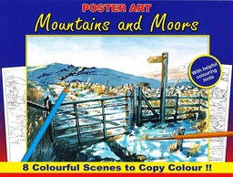 [WF1020#12] Kleurboek 30X23cm, 8 in te kleuren prenten, "Mountains and Moors"