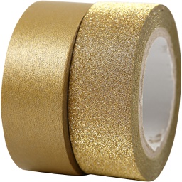 [CR25220] Masking tape, goud, B: 15 mm, 2 rol/ 1 doos