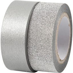 [CR25221] Masking tape, zilver, B: 15 mm, 2 rol/ 1 doos