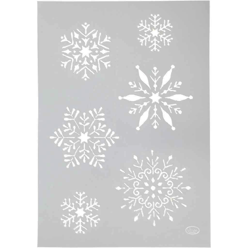 [CR26977] Pochoir, Flocons de neige, A4, 210x297 mm, 1 pièce