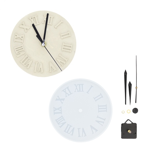 [UC106#0184] Moule en silicone ø 15,5cm - Horloge avec chiffres Romains avec intérieur