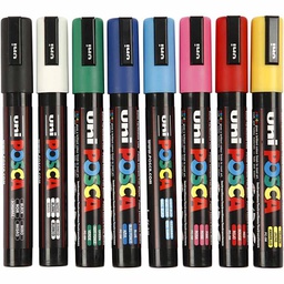 [CR276900] Set Posca Marker, diverse kleuren, afm PC-5M, lijndikte 2,5 mm, medium, 8 stuk/ 1 doos