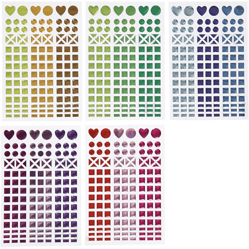 [CR28253] Autocollants mosaïques, d: 8-14 mm, 11x16,5 cm, couleurs assorties, 10 flles/ 1 Pq.