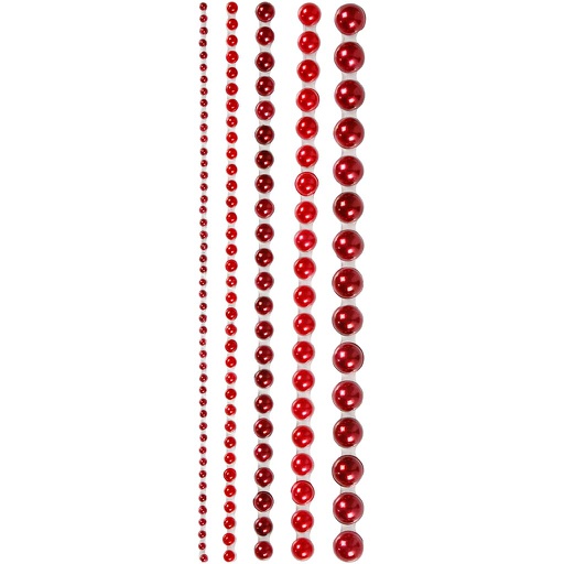 [CR28319] Demies perles, dim. 2-8 mm, rouge, 140 pièce/ 1 Pq.
