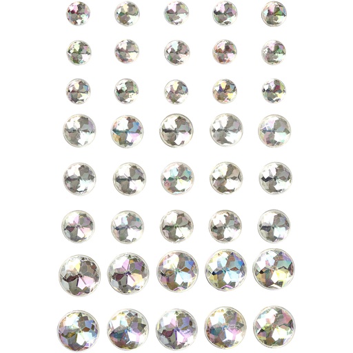 [CR28326] Pierres de strass, dim. 6+8+10 mm, cristal, 40 pièce/ 1 Pq.