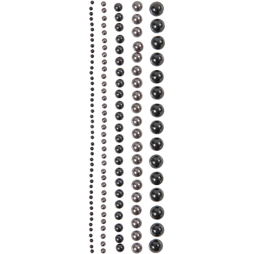 [CR28348] Demies perles, dim. 2-8 mm, noir, anthracite gris, 140 pièce/ 1 Pq.