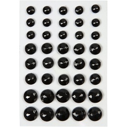 [CR28349] Strasstenen, zwart, afm 6+8+10 mm, 40 stuk/ 1 doos