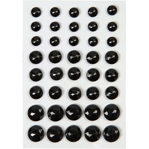 [CR28349] Pierres de strass, dim. 6+8+10 mm, noir, 40 pièce/ 1 Pq.