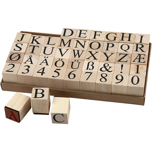 [CR28567] Stempels alfabet, H: 15 mm, 20x20 mm, 45 stuks