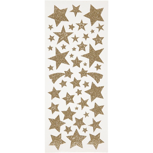 [CR29110] Glitterstickers sterren goud, 10x24 cm - 2 vel