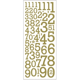 [CR29155] Glitterstickers, goud, cijfers, 10x24 cm, 2 vel/ 1 doos