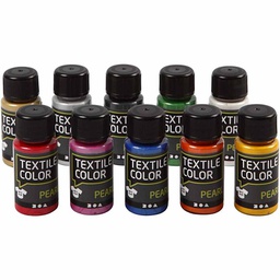 [CR33699] Textile Color, diverse kleuren, parelmoer, 10x50 ml/ 1 doos