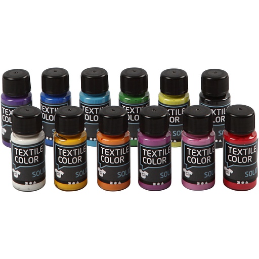 [CR34199] Textile Solid, opaque, couleurs assorties, 12x50 ml/ 1 Pq.