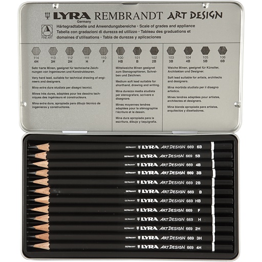 [CR34430] Crayons de dessin Lyra Art Design - Set, dureté F, 12 pièce/ 1 Pq.