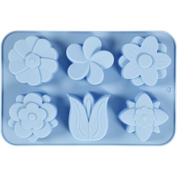 [CR37135] Silicone vormen, lichtblauw, bloemen, 75 ml, 1 stuk