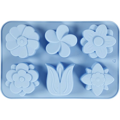 [CR37135] Siliconenvormen, lichtblauw, bloemen, 75ml, 1 stuk