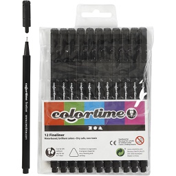 [CR373661] Colortime Fineliner, zwart, lijndikte 0,6-0,7 mm, 12 stuk/ 1 doos