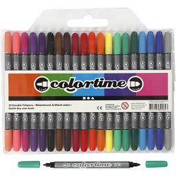 [CR37983] Colortime dubbelstift, standaardkleuren, lijndikte 2,3+3,6 mm, 20 stuks
