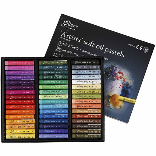 [CR38154] Pastels à l'huile Gallery Premium, L: 7 cm, ép. 10 mm, couleurs assorties, 48 pièce/ 1 Pq.