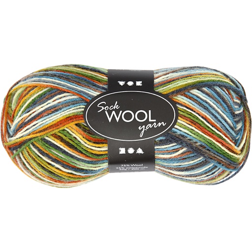[CR41316] Pelote de laine pour chaussettes, L: 200 m, vert mousse, 50 gr/ 1 boule