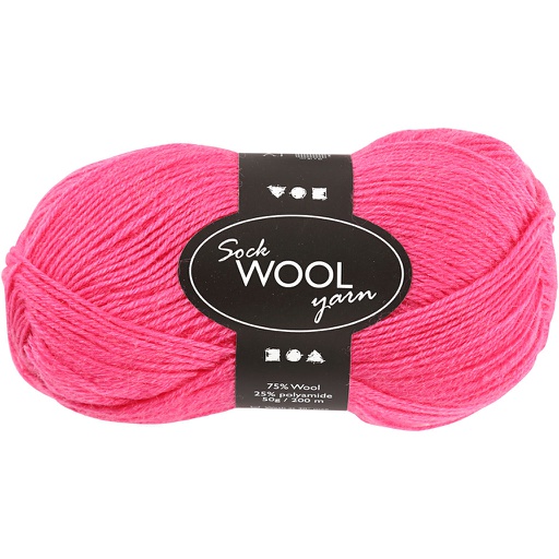 [CR41323] Pelote de laine pour chaussettes, L: 200 m, rose, 50 gr/ 1 boule